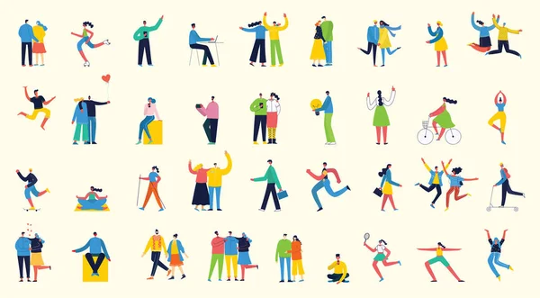 Vector Illustration Different People Activities — Stock Vector