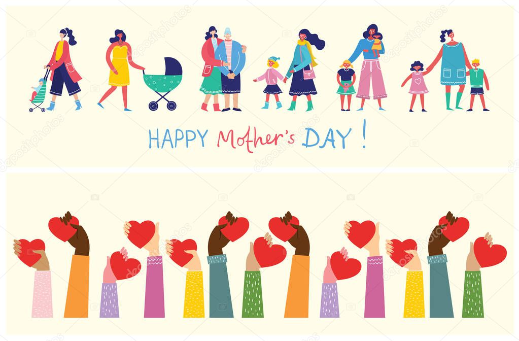 Vector illustration of happy mothers day poster