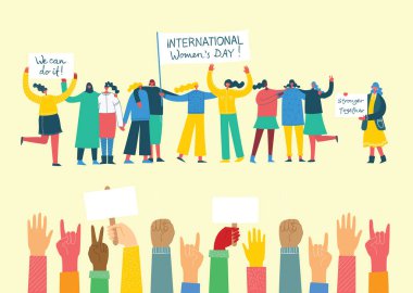 Sarı arka planda Uluslararası Womens gün vektör Illustration