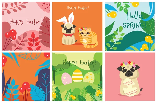 Tarjeta Pascua Feliz Diseño Plano Ilustración Vectorial Huevos Pascua Vista — Vector de stock