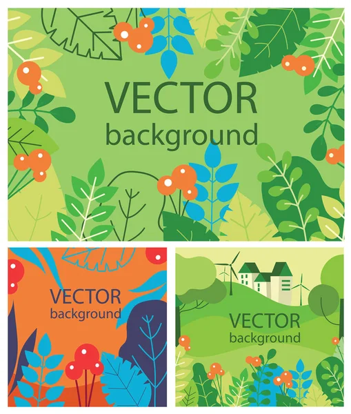 Vektor Abstrakte Florale Pflanzliche Hintergrund Set Mit Frühling Oder Sommer — Stockvektor