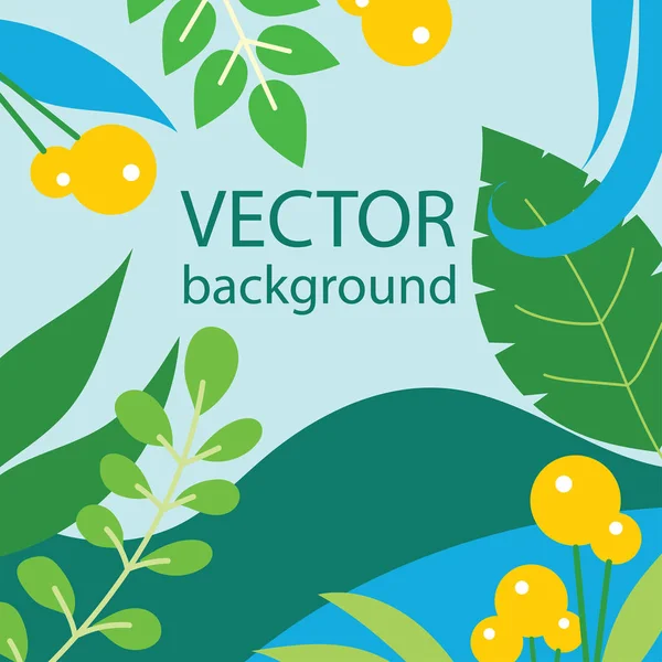 フラットなデザインのバナー ポスター カバーデザインテンプレートや壁紙のための春や夏の葉と花を持つベクトル抽象フローラルハーブの背景セット — ストックベクタ