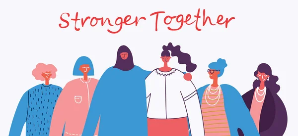 Gemeinsam Stärker Feminines Konzept Und Women Empowerment Design Für Banner — Stockvektor