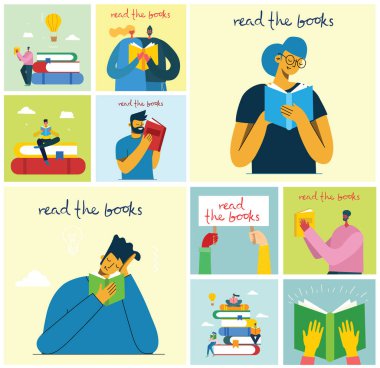 renkli arka plan üzerinde kitap olan insanlar