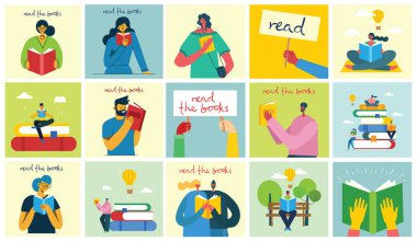 renkli arka plan üzerinde kitap olan insanlar