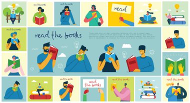 renkli arka plan üzerinde kitap olan insanlar