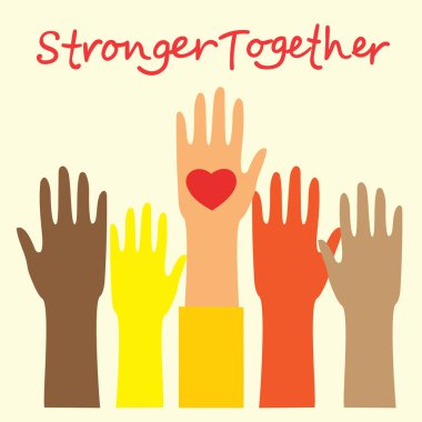 renkli arka planda birlikte güçlü kavramı