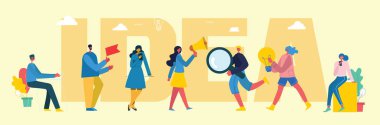 Büyük fikir, yaratıcı düşünme düz simgeleri ile Web banner kavramı şablonları. Web sitesi veya infographics için modern vektör illüstrasyon kavramı