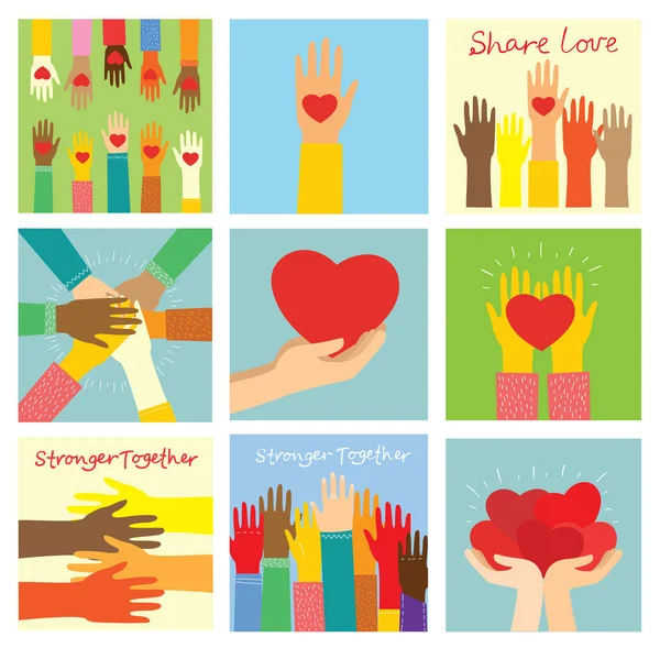 Comparte Amor Personas Con Corazones Como Mensajes Amor Ilustración Vectorial — Vector de stock