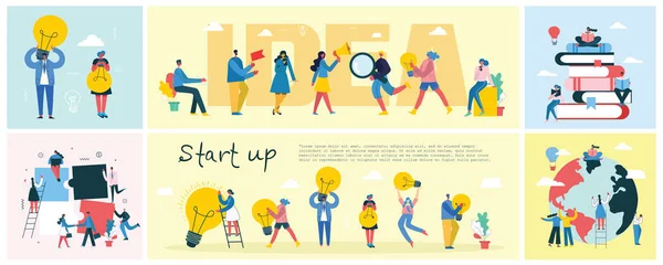 Ilustração Vetorial Conceito Trabalho Equipe Business Start Design Backgrounds —  Vetores de Stock