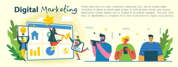 Ilustración Del Concepto Marketing Digital Diseño Moderno Plano Limpio Los — Archivo Imágenes Vectoriales