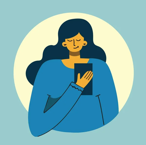 Illustrazione Vettoriale Donna Che Parla Telefono Facendo Selfie Nello Stile — Vettoriale Stock