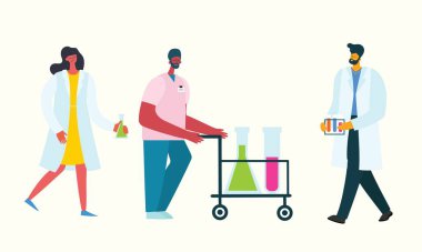 Beyaz bir geçmişi olan takım doktorları. Modern düz stilde vektör illüstrasyonu
