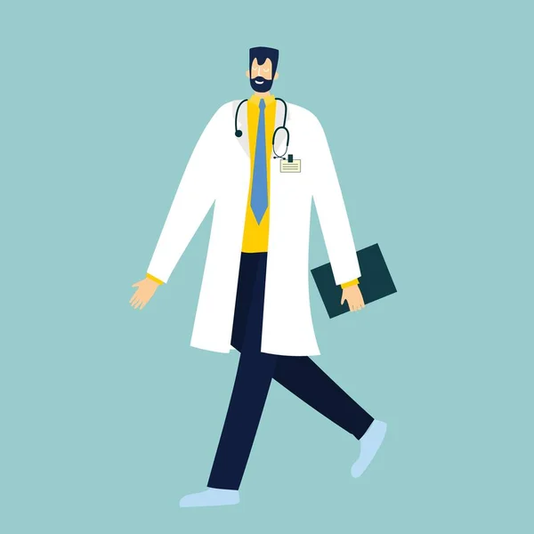 Arzt Auf Weißem Hintergrund Vektor Illustration Modernen Flachen Stil — Stockvektor