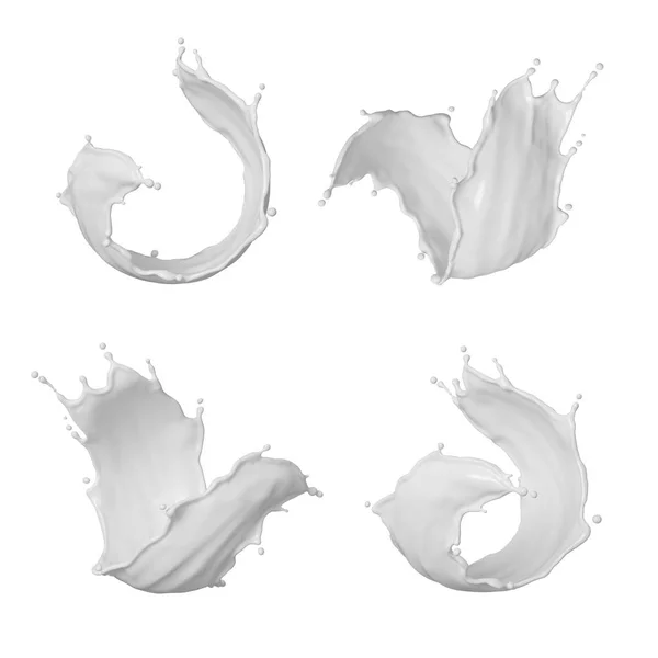 Render Milk Splash Wave White Liquid Splashing Clip Art Drink —  Fotos de Stock