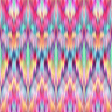 sorunsuz soyut etnik doku, çok renkli ikat desen, pembe retro karmaşık arka plan, retro geleneksel Asya kumaş, moda tekstil tasarımı, neon duvar kağıdı, kaleydoskop süsleme