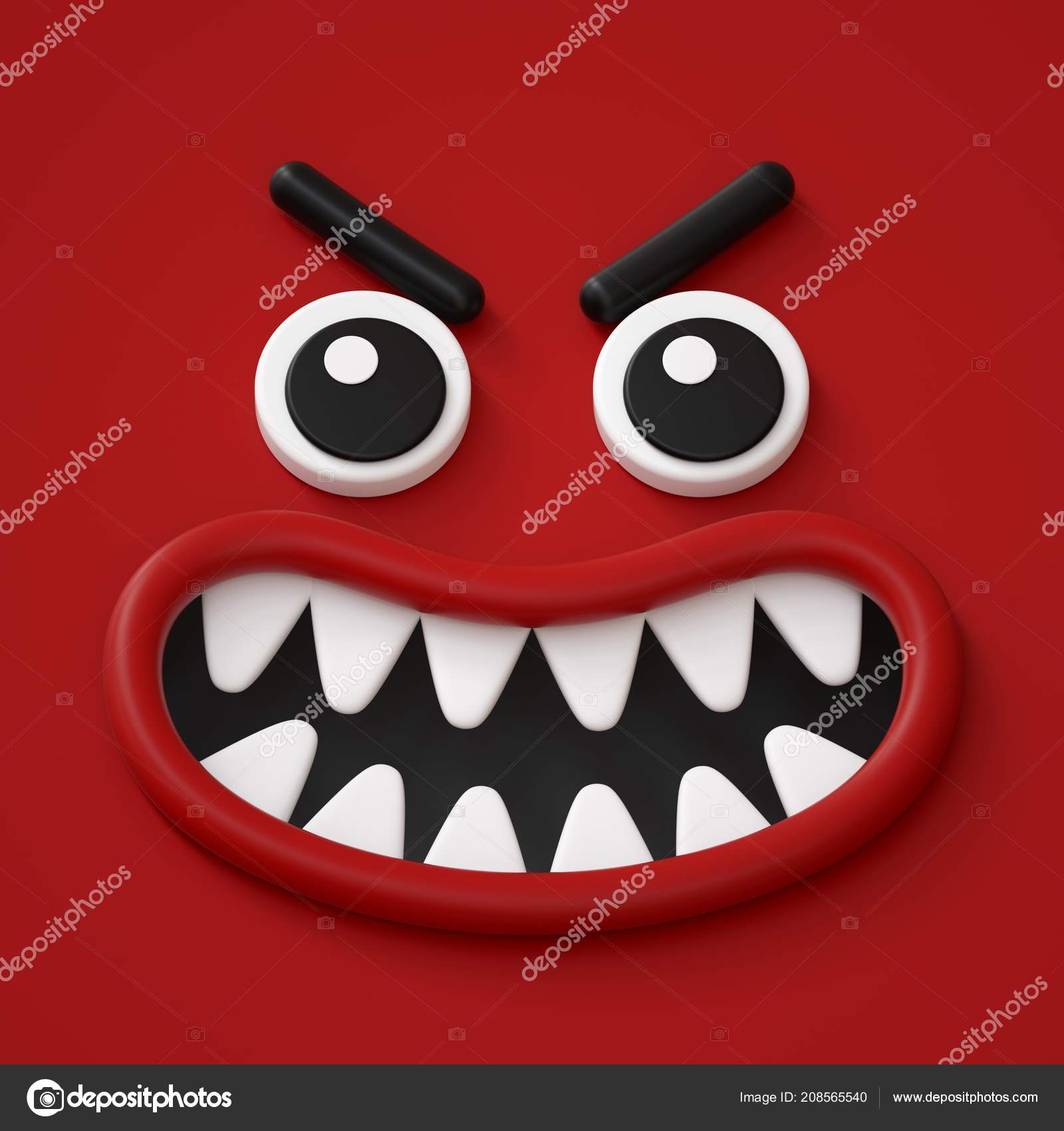 Render Abstraktes Rotes Emotionales Gesicht Symbol Wütende Figur Die  Verrückt Stockillustration von ©wacomka #208565540, image size:1600x1700