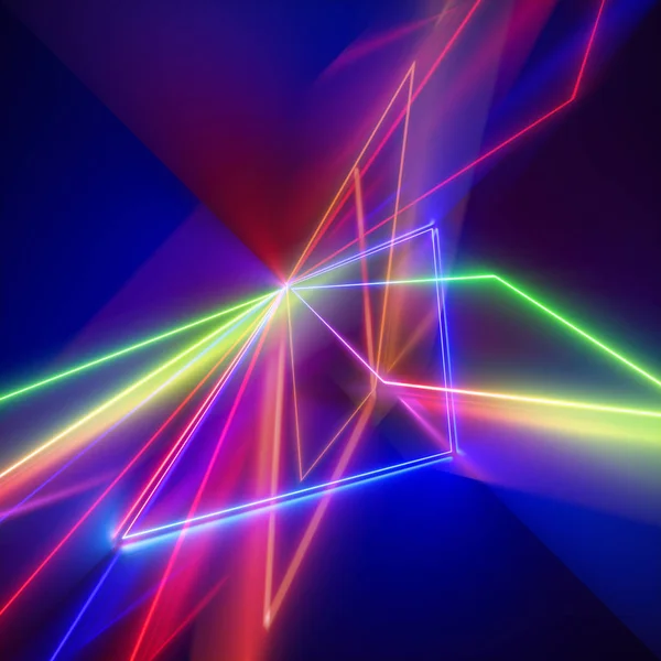 Rendering Luci Neon Spettro Stile Moda Moderna Linee Luminose Arcobaleno — Foto Stock