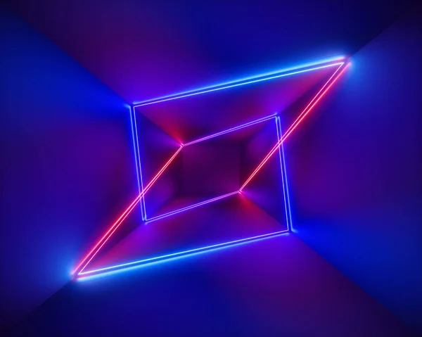 Render Ultraviolet Inframerah Garis Neon Laser Show Klub Malam Interior — Stok Foto