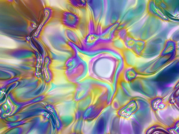 Rendering Abstract Pastel Rainbow Achtergrond Vloeibare Golvende Oppervlak Holografisch Folie — Stockfoto