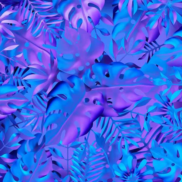 Рендеринг Ультрафіолетове Світло Голографічна Фольга Тропічні Листя Паперові Вироби Неоновий — стокове фото