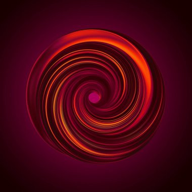 3D render, Soyut Kırmızı şekli, bükülmüş girdap, fırça darbesi, sanatsal smear, renkli curl, sarmal, girdap, klip sanat izole koyu arka plan