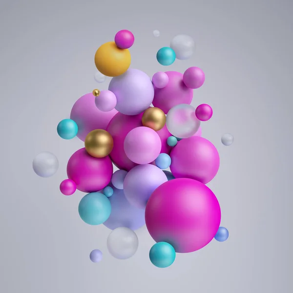 Render Bolas Abstractas Oro Rosa Globos Pastel Fondo Geométrico Formas — Foto de Stock