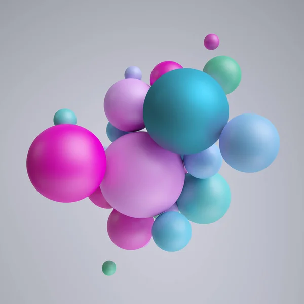 Render Abstrakte Pastellkugeln Rosa Blaue Luftballons Geometrischer Hintergrund Bunte Primitive — Stockfoto