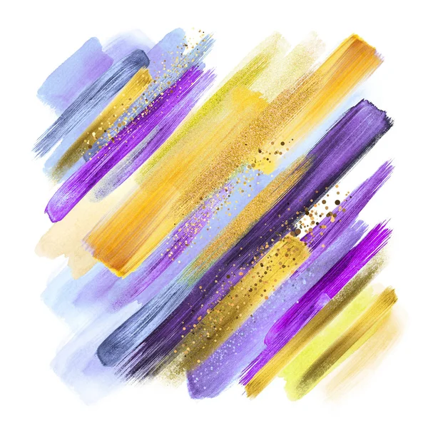 Abstract Watercolor Brush Strokes Isolated White Gouache Paint Grungy Smear — Stock Photo, Image