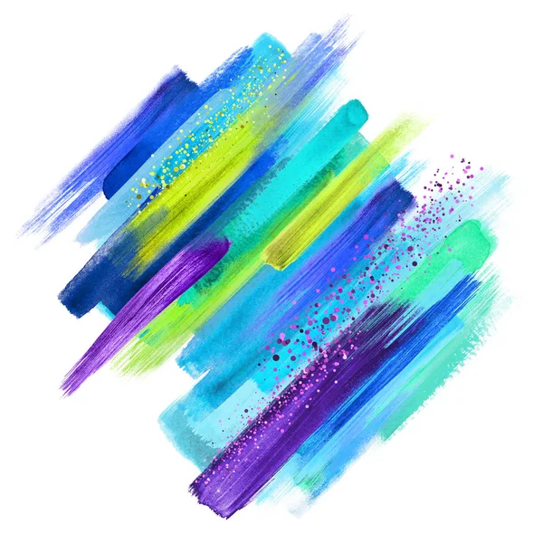 Abstrakta Grungy Paint Cellprov Isolerad Vit Akvarell Penseldrag Kreativ Illustration — Stockfoto
