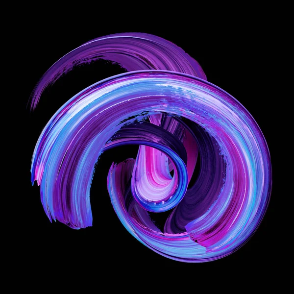 렌더링 꼬인된 브러시 스트로크 페인트 스플래시 화려한 예술적 나선형 보라색 — 스톡 사진