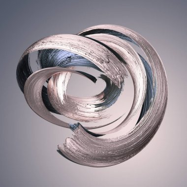 3D render, soyut metalik brushstroke, gümüş boya smear, platin sıçramasına şekli, gül altın, parlak folyo, şerit, izole küçük resim