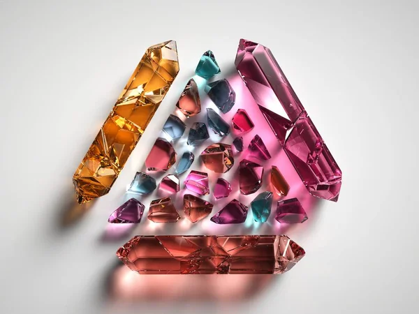 Render Färgglada Andliga Kristaller Isolerad Vit Bakgrund Reiki Healing Kvarts — Stockfoto