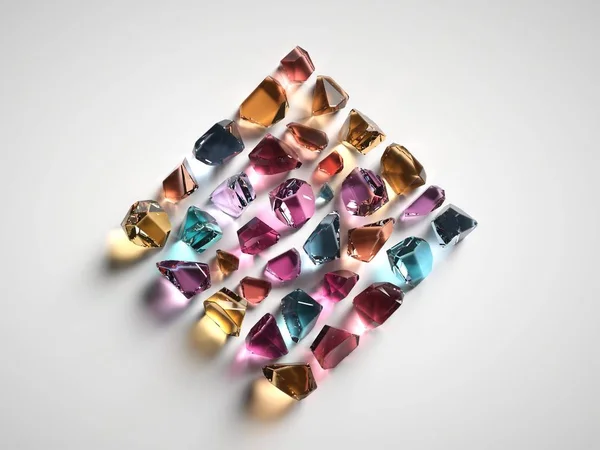 Render Geassorteerde Gekleurde Spirituele Kristallen Geïsoleerd Een Witte Achtergrond Trendy — Stockfoto
