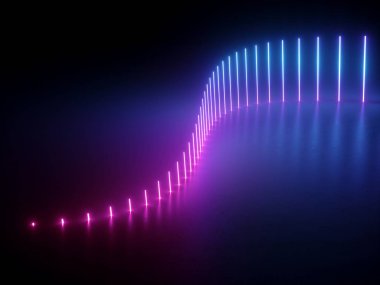 3D, pembe mavi neon ışıkları, arka plan, dalga, ekolayzer, canlı renkler, parlak çizgiler