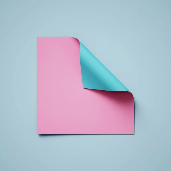 3D render, roze blauw abstract papier achtergrond, Paginakrul, gekruld hoek, creatieve moderne banner mockup, ontwerpelement — Stockfoto