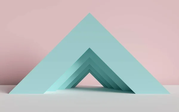 Rendering 3d, sfondo astratto, triangolo, angolo, forme geometriche primitive, tavolozza colori pastello, mockup semplice, elementi di design minimali — Foto Stock