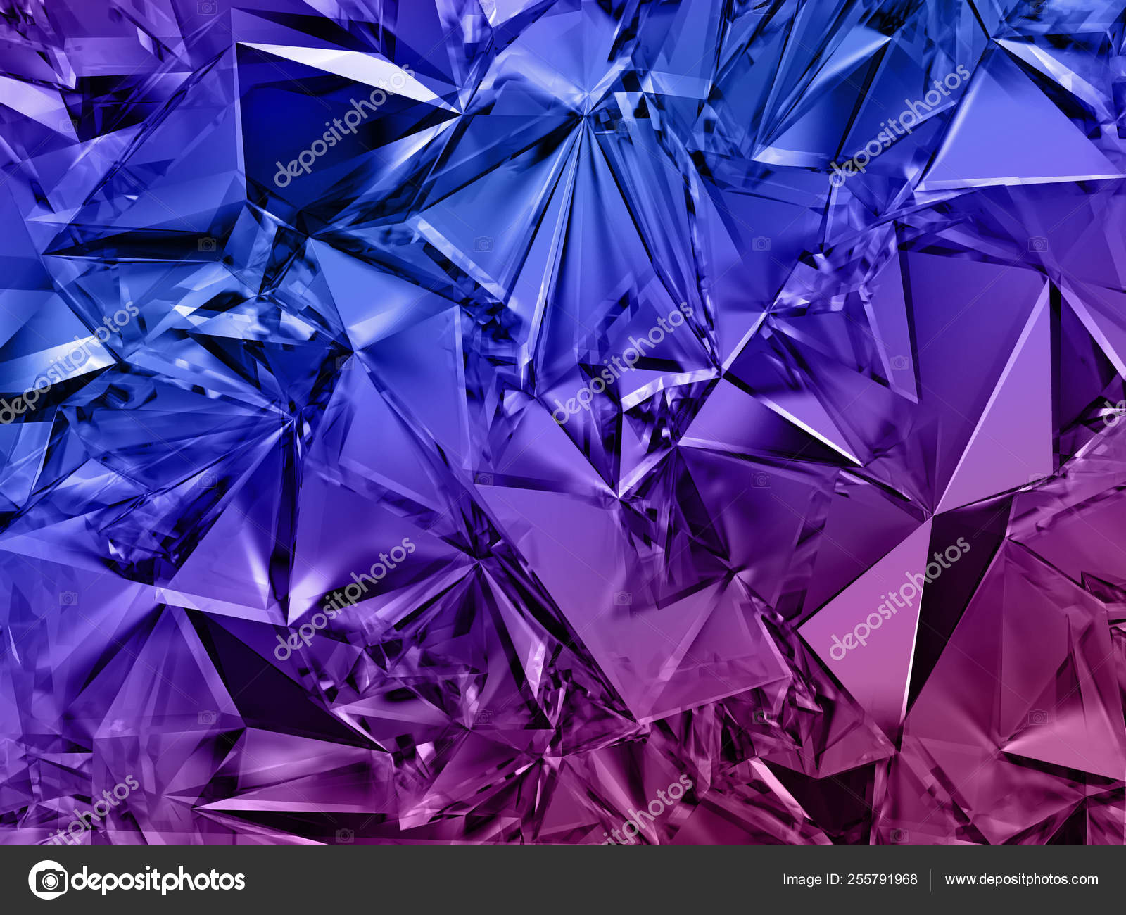 3d abstract crystal background, blue purple fashion wallpaper, faceted