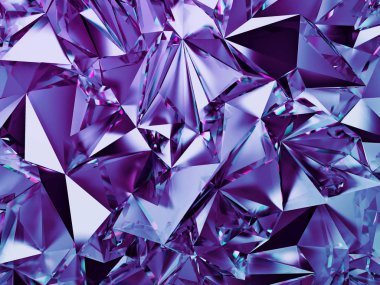 3D soyut menekşe kristal arka plan, mavi mor moda duvar kağıdı, yönlü geometrik kristalize doku