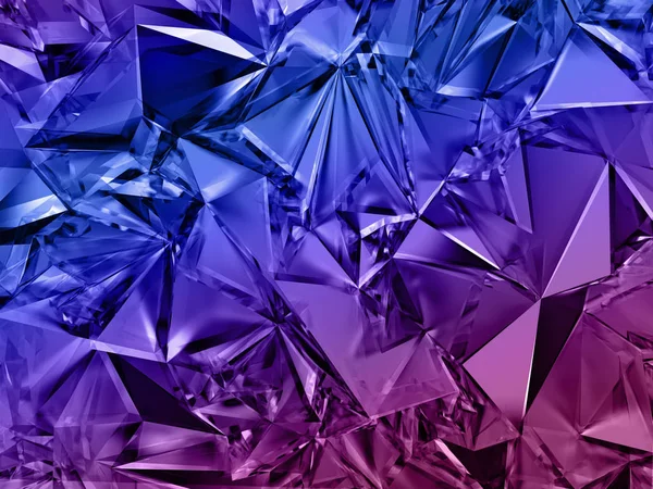 3d 抽象水晶背景, 蓝色紫色时尚壁纸, 刻面几何纹理 — 图库照片