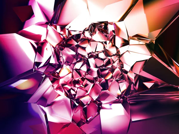 3d render, fundo cristalizado abstrato, belo papel de parede de moda de cristal roxo, vidro facetado — Fotografia de Stock