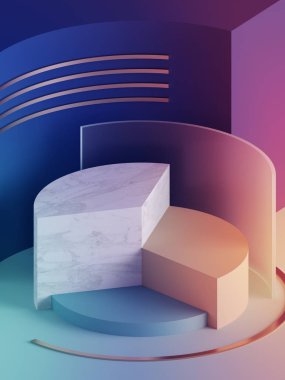 3D render, modern soyut geometrik arka plan, minimalistik Neon mockup, ilkel şekiller, dükkan ekran, ultraviyole pastel renkler