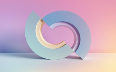 3D render, soyut arka plan, pastel Neon ilkel geometrik şekiller, kemer, basit mockup, minimal tasarım elemanları