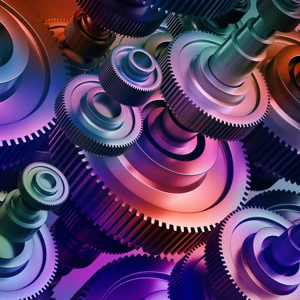 3D abstract machines achtergrond, tandwielen elementen — Stockfoto