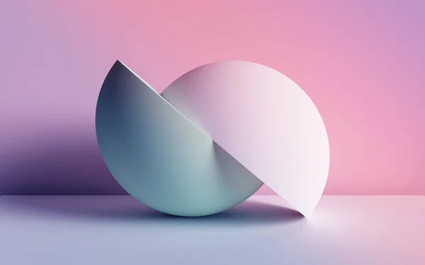 3D рендеринг, абстрактний фон, пастельні неонові примітивні геометричні форми, кульки, простий макет, мінімальні елементи дизайну — стокове фото