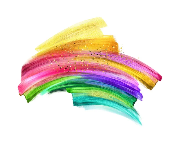 Digitale Illustration, Neon Pinselstrich isoliert auf weißem Hintergrund, Farbschmiererei, bunte Farbe, bunte Clip Art, künstlerisches Gestaltungselement — Stockfoto