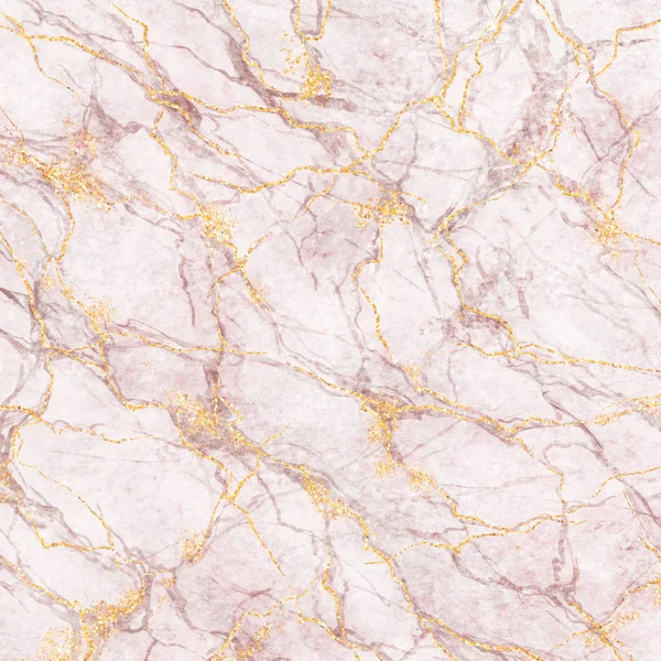 Abstrakter Hintergrund, weißer Marmor mit Goldglitzern und rosa Adern Steinstruktur, bemalte künstlich marmorierte Oberfläche, Pastellmarmorierung Illustration — Stockfoto