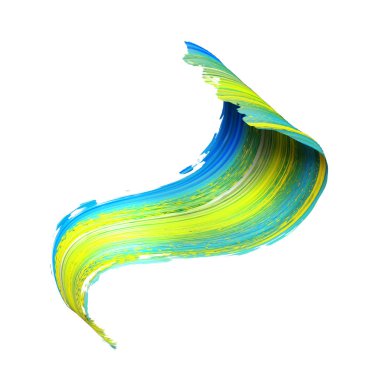 3d render, soyut fırça darbesi, boya sıçrama, sıçrama, renkli kıvırcık, sanatsal spiral, canlı kurdele, sanatsal küçük resim beyaz arka plan izole