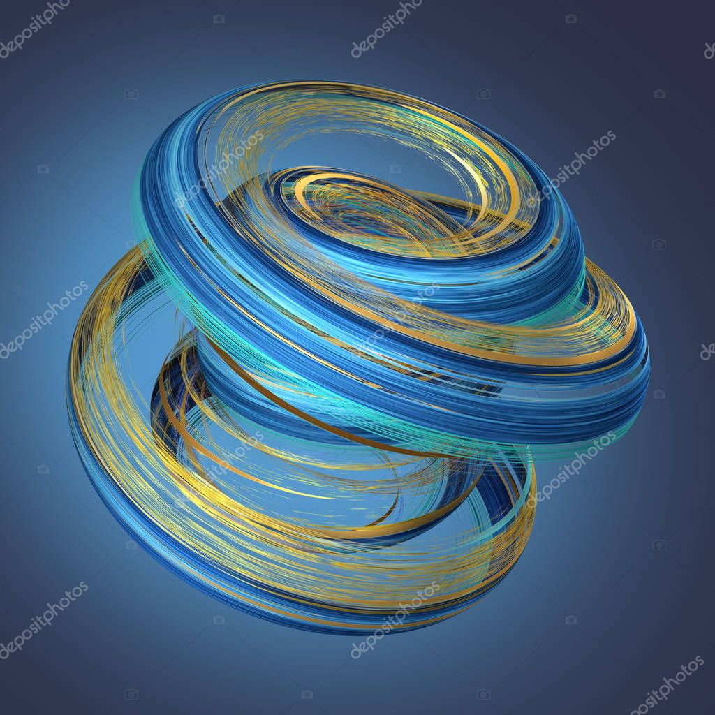 3d render, abstract neon background with grungy brush strokes, twisted blue yellow paint splashing, object isolated on blue