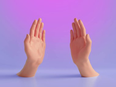 3d render, güzel eller izole, kadın manken vücut parçaları, minimal moda arka plan, yardım eller, nimet, ortaklık kavramı, pembe mor pastel renkler